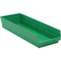 Shelf Bins, 8-3/8" W x 4" H x 23-5/8" D, Green, 50 lbs. Capacity R.M.G. Prévention