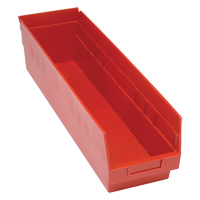 Bacs en plastique pour &eacute;tag&egrave;res Store More, 6-5/8" la x 6" H x 23-5/8" p, Rouge, Capacit&eacute; 90 lb R.M.G. Prévention
