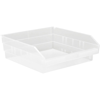 Bacs de rangement pour tablettes, 11-1/8" la x 4" H x 11-5/8" p, Transparent, Capacit&eacute; 30 lb R.M.G. Prévention