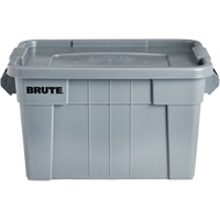 Brute Storage Tote with Lid, 27.88” D x 17.38” W x 15.13” H, 160 lbs. Capacity, Grey R.M.G. Prévention