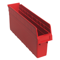 Store-Max Shelf Bins, 4-3/8" W x 8" H x 17-7/8" D, Red, 56 lbs. Capacity R.M.G. Prévention