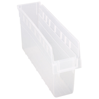 Store-Max Shelf Bins, 4-3/8" W x 8" H x 17-7/8" D, Clear, 56 lbs. Capacity R.M.G. Prévention