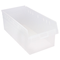 Bacs pour &eacute;tag&egrave;re Store-Max, 11-1/8" la x 8" H x 23-5/8" p, Transparent, Capacit&eacute; 68 lb R.M.G. Prévention