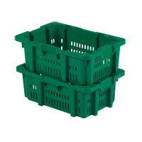 Contenant en plastique Stack-N-Nest pour la manutention des aliments, 16" x 23,9" x 8,8", Vert R.M.G. Prévention