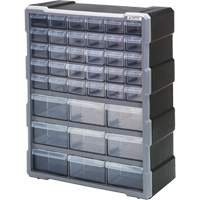 Drawer Cabinet, Plastic, 39 Drawers, 15" x 6-1/4" x 18-3/4", Black R.M.G. Prévention
