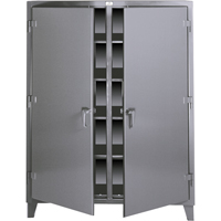Armoires &agrave; double rangement, Acier, 8 Tablettes, 72" h x 48" la x 24" P, Gris fonc&eacute; R.M.G. Prévention