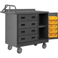 Armoire d'&eacute;tabli mobile avec bacs, Acier Surface R.M.G. Prévention