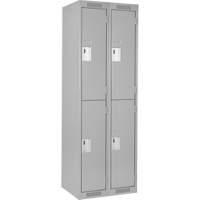 Clean Line Lockers, 2 -tier, Bank of 2, 24" x 18" x 72", Steel, Grey, Rivet (Assembled) R.M.G. Prévention
