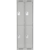 Clean Line Lockers, 2 -tier, Bank of 2, 24" x 18" x 72", Steel, Grey, Rivet (Assembled) R.M.G. Prévention