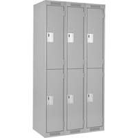 Clean Line Lockers, 2 -tier, Bank of 3, 36" x 18" x 72", Steel, Grey, Rivet (Assembled) R.M.G. Prévention