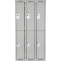 Clean Line Lockers, 2 -tier, Bank of 3, 36" x 18" x 72", Steel, Grey, Rivet (Assembled) R.M.G. Prévention