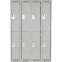 Clean Line Lockers, 2 -tier, Bank of 4, 48" x 18" x 72", Steel, Grey, Rivet (Assembled) R.M.G. Prévention