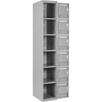 Petits casiers Clean Line, 6 niveaux, Bloc de 4, 48" x 18" x 72", Acier, Gris, Rivet (assembl&eacute;) R.M.G. Prévention