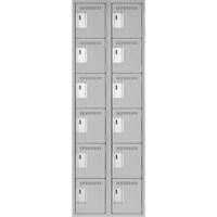Clean Line Lockerettes, 6 -tier, Bank of 2, 24" x 18" x 72", Steel, Grey, Rivet (Assembled) R.M.G. Prévention