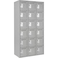 Clean Line Lockerettes, 6 -tier, Bank of 3, 36" x 18" x 72", Steel, Grey, Rivet (Assembled) R.M.G. Prévention