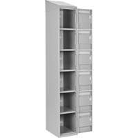 Clean Line Lockerette , 6 -tier, Bank of 4, 48" x 18" x 78", Steel, Grey, Rivet (Assembled) R.M.G. Prévention