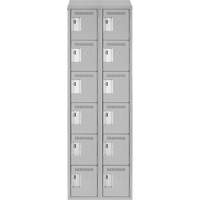 Clean Line Lockerette , 6 -tier, Bank of 2, 24" x 18" x 78", Steel, Grey, Rivet (Assembled) R.M.G. Prévention