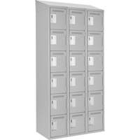 Clean Line Lockerette , 6 -tier, Bank of 3, 36" x 18" x 78", Steel, Grey, Rivet (Assembled) R.M.G. Prévention