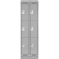 Clean Line Lockers, 3 -tier, Bank of 2, 24" x 18" x 82", Steel, Grey, Rivet (Assembled) R.M.G. Prévention