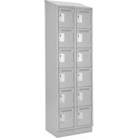Clean Line Lockerette, 6 -tier, Bank of 2, 24" x 18" x 82", Steel, Grey, Rivet (Assembled) R.M.G. Prévention