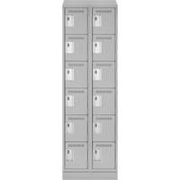 Clean Line Lockerette, 6 -tier, Bank of 2, 24" x 18" x 82", Steel, Grey, Rivet (Assembled) R.M.G. Prévention