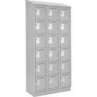 Clean Line Lockerette, 6 -tier, Bank of 3, 36" x 18" x 82", Steel, Grey, Rivet (Assembled) R.M.G. Prévention