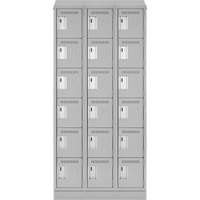 Clean Line Lockerette, 6 -tier, Bank of 3, 36" x 18" x 82", Steel, Grey, Rivet (Assembled) R.M.G. Prévention