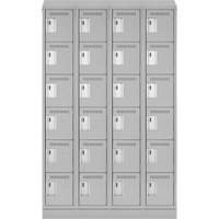 Clean Line Lockerette, 6 -tier, Bank of 4, 48" x 18" x 82", Steel, Grey, Rivet (Assembled) R.M.G. Prévention