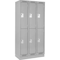Clean Line Lockers, 2 -tier, Bank of 3, 36" x 18" x 76", Steel, Grey, Rivet (Assembled) R.M.G. Prévention