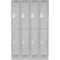 Clean Line Lockers, 2 -tier, Bank of 4, 48" x 18" x 76", Steel, Grey, Rivet (Assembled) R.M.G. Prévention