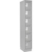 Clean Line Lockerette, 6 -tier, 12" x 18" x 76", Steel, Grey, Rivet (Assembled) R.M.G. Prévention