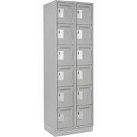 Clean Line Lockerette, 6 -tier, Bank of 2, 24" x 18" x 76", Steel, Grey, Rivet (Assembled) R.M.G. Prévention