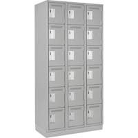 Clean Line Lockerette, 6 -tier, Bank of 3, 36" x 18" x 76", Steel, Grey, Rivet (Assembled) R.M.G. Prévention