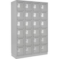 Clean Line Lockerette, 6 -tier, Bank of 4, 48" x 18" x 76", Steel, Grey, Rivet (Assembled) R.M.G. Prévention