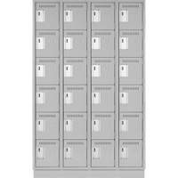 Clean Line Lockerette, 6 -tier, Bank of 4, 48" x 18" x 76", Steel, Grey, Rivet (Assembled) R.M.G. Prévention