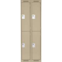 Clean Line Lockers, 2 -tier, Bank of 2, 24" x 18" x 72", Steel, Beige, Rivet (Assembled) R.M.G. Prévention