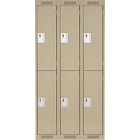 Clean Line Lockers, 2 -tier, Bank of 3, 36" x 18" x 72", Steel, Beige, Rivet (Assembled) R.M.G. Prévention