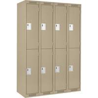 Clean Line Lockers, 2 -tier, Bank of 4, 48" x 18" x 72", Steel, Beige, Rivet (Assembled) R.M.G. Prévention