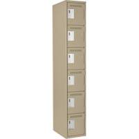 Clean Line Lockerette, 6 -tier, 12" x 18" x 72", Steel, Beige, Rivet (Assembled) R.M.G. Prévention
