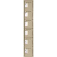 Clean Line Lockerette, 6 -tier, 12" x 18" x 72", Steel, Beige, Rivet (Assembled) R.M.G. Prévention