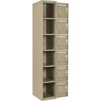 Clean Line Lockerette, 6 -tier, Bank of 4, 48" x 18" x 72", Steel, Beige, Rivet (Assembled) R.M.G. Prévention