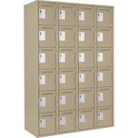 Clean Line Lockerette, 6 -tier, Bank of 4, 48" x 18" x 72", Steel, Beige, Rivet (Assembled) R.M.G. Prévention