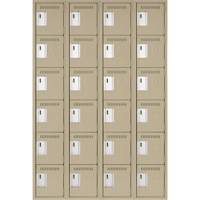 Clean Line Lockerette, 6 -tier, Bank of 4, 48" x 18" x 72", Steel, Beige, Rivet (Assembled) R.M.G. Prévention