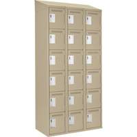 Clean Line Lockerette, 6 -tier, Bank of 3, 36" x 18" x 78", Steel, Beige, Rivet (Assembled) R.M.G. Prévention