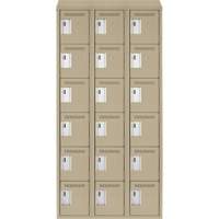 Clean Line Lockerette, 6 -tier, Bank of 3, 36" x 18" x 78", Steel, Beige, Rivet (Assembled) R.M.G. Prévention