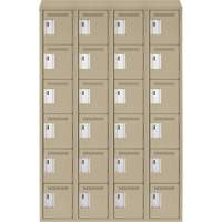 Clean Line Lockerette, 6 -tier, Bank of 4, 48" x 18" x 78", Steel, Beige, Rivet (Assembled) R.M.G. Prévention