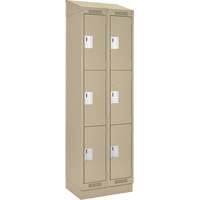 Clean Line Lockers, 3 -tier, Bank of 2, 24" x 18" x 82", Steel, Beige, Rivet (Assembled) R.M.G. Prévention