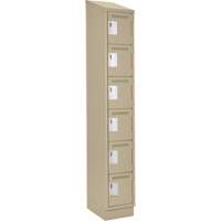 Clean Line Lockerette , 6 -tier, 12" x 18" x 82", Steel, Beige, Rivet (Assembled) R.M.G. Prévention