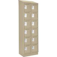 Clean Line Lockerette , 6 -tier, Bank of 2, 24" x 18" x 82", Steel, Beige, Rivet (Assembled) R.M.G. Prévention
