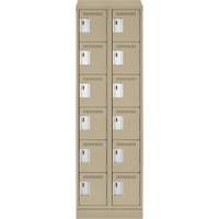 Clean Line Lockerette , 6 -tier, Bank of 2, 24" x 18" x 82", Steel, Beige, Rivet (Assembled) R.M.G. Prévention